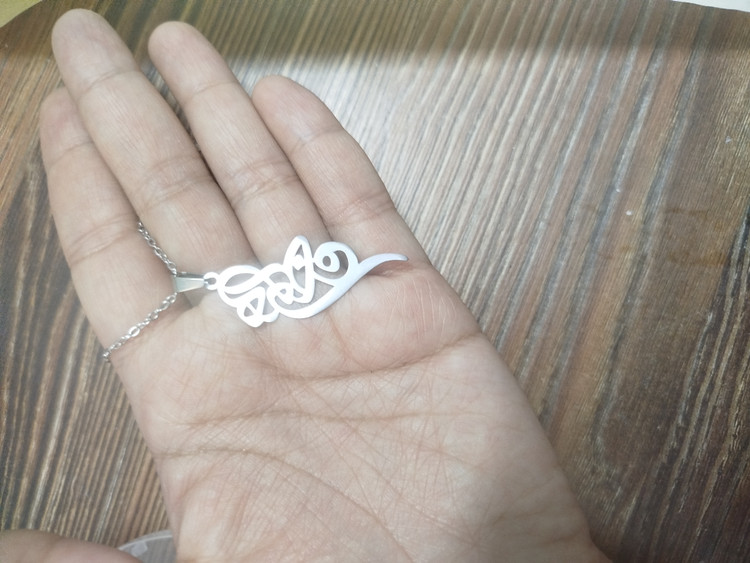 گردنبند اسم فاطمه نقره ای رنگ ثابت