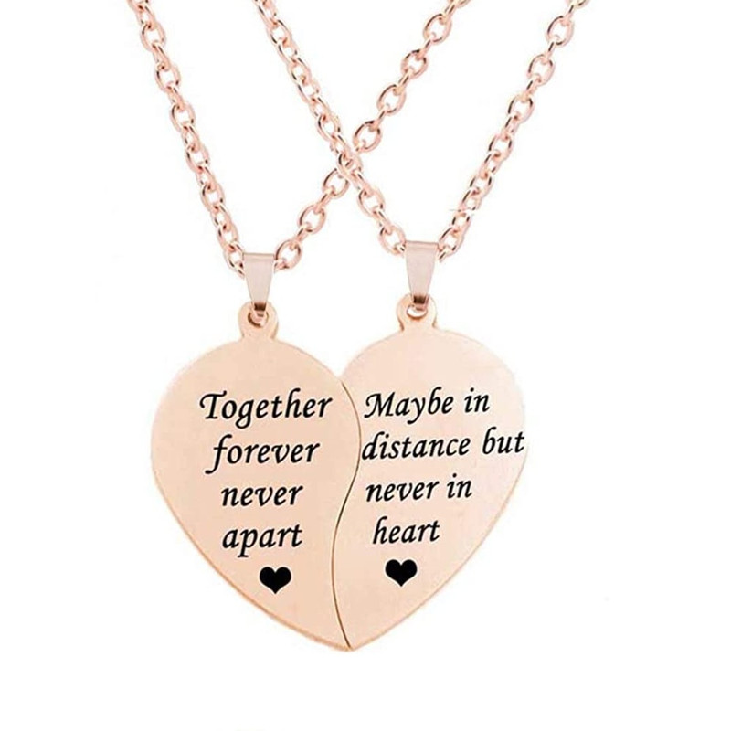 گردنبند مدل قلب مکمل  together forever نقره ای رنگ ثابت