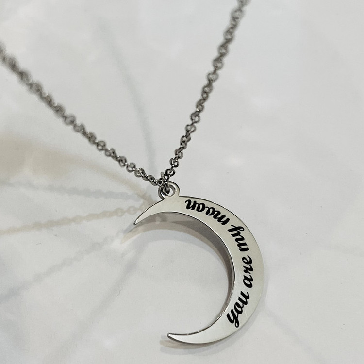 گردنبند زنانه مدل استیل ماه عاشقانه you are my moon