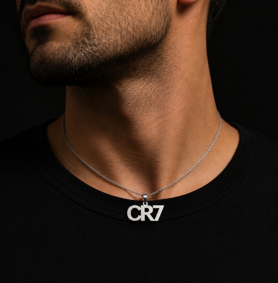 گردنبند CR7 رونالدو نقره ای رنگ ثابت