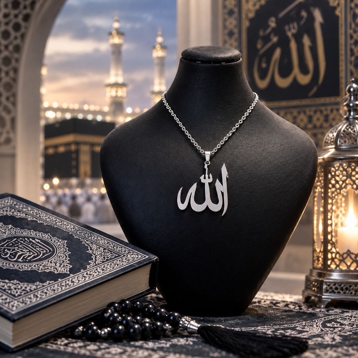 گردنبند مدل الله نقره ای رنگ ثابت